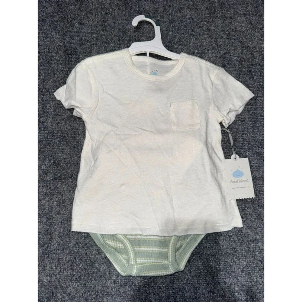 Cloud Island 2-Piece Baby Tee & Striped Bloomer Set 18M NWT